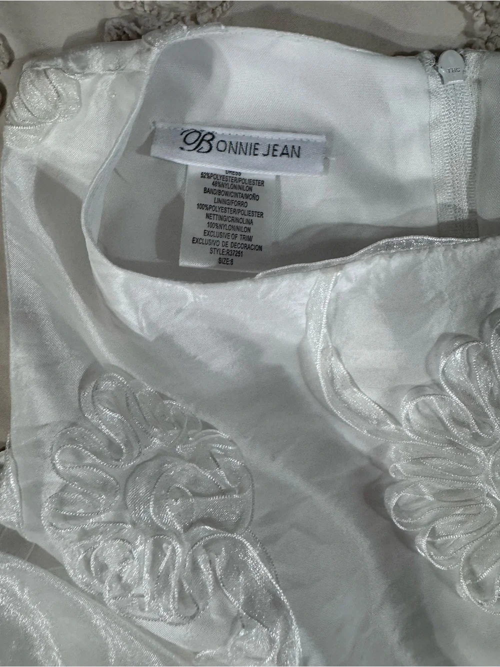 Bonnie Jean White Embroidered Floral Bow Dress for Girls